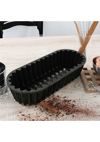 Yıldız Dilimli Baton Kek Kalıbı Granit Döküm 36 Cm Xxl Siyah Siyah