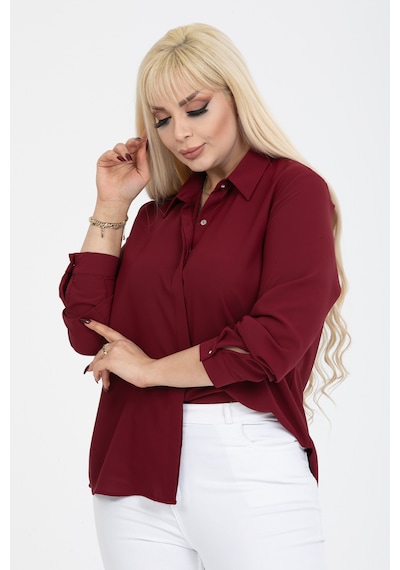 Pera Moda Jessica Büyük Beden Gömlek Bordo
