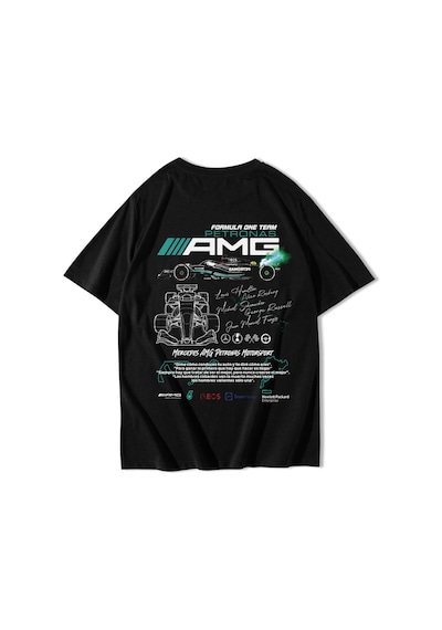 Brz Collectıon Brz Collection Unisex Oversize Formula One Team Petronas Amg T-shirt Siyah