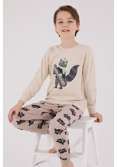 Rolypoly Erkek Çocuk Krem Pijama Takımı Rp3668-c-v2