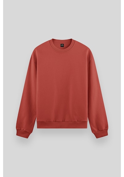 Tommy Life Kiremit Basic O Yaka Rahat Form Erkek Sweatshirt - 88053 Kiremit