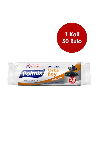 50 Adet Orta Boy 55 X 60 Cm Çöp Torbası - P102