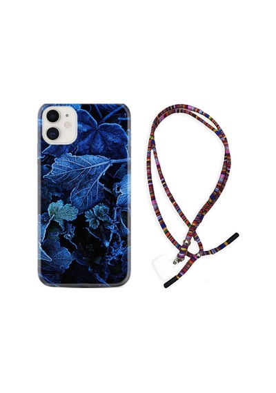 Apple Uyumlu iPhone 12 Mini Kılıf Rasta Boyun Askılı Blue Foid 1628