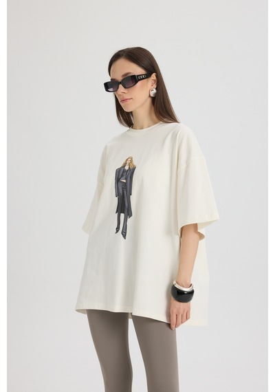 Helene Oversize Beyaz T-shirt BEYAZ
