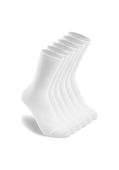 6'lı Unisex Pamuklu Düz Beyaz Tenis Çorap Seti Soket Boy Beyaz