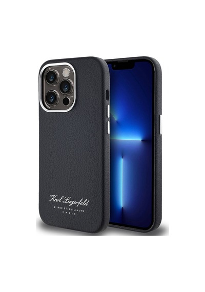Apple Uyumlu iPhone 14 Pro Max  Kılıf Karl Lagerfeld  Lisanslı Kl Yazılı Hotel Kapak Siyah