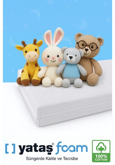 %100 Organic Cotton Full Ortopedik 10 Cm Kalınlık Bebek Oyun Parkı,park Yatak Ve Beşik Yatağı 60 X 115