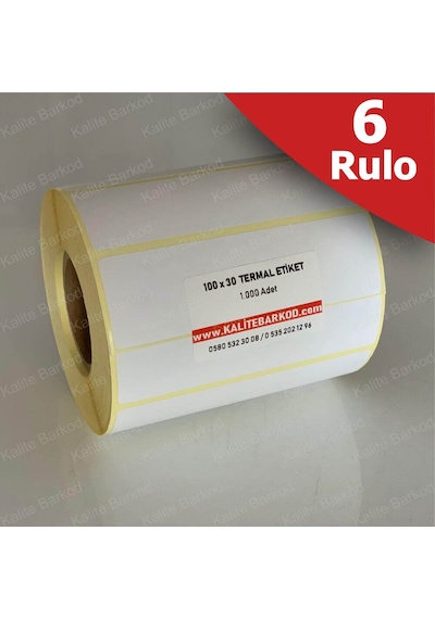 105X30 Termal Etiket 6 Rulo Barkod Etiket Kalite Barkod