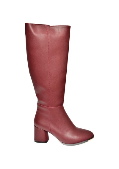 Fox Shoes J848300109 Bordo Kalın Topuklu Kadın Çizme Bordo-suni Deri Bordo