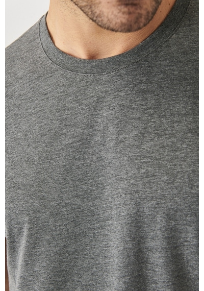 Ac&Co / Altınyıldız Classics 554388800 Slim Fit Bisiklet Yaka Düz Erkek Tişört 2'li Gri