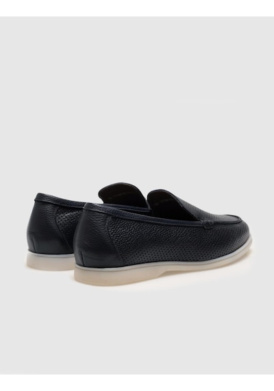 Cabani Hakiki Deri Lacivert Erkek Loafer - Lacivert