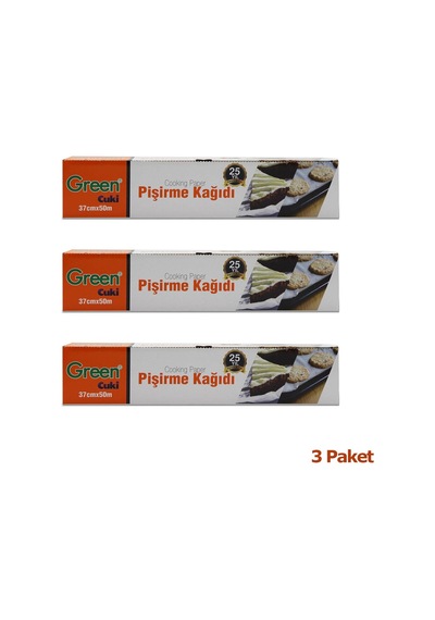 Green Cuki Yağlı Fırın Tepsi Pişirme Kızarma Kağıdı - 37 CM x 50 Metre - 3 Kutu