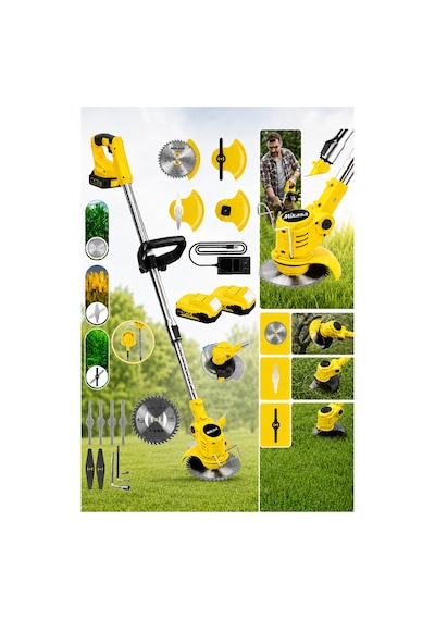 Mikasa Tools Pro 21 V 5 Ah Teleskopik Uzatmalı Kömürsüz Turbo Motor Çift Akülü Ot Çalı Biçme Tırpanı