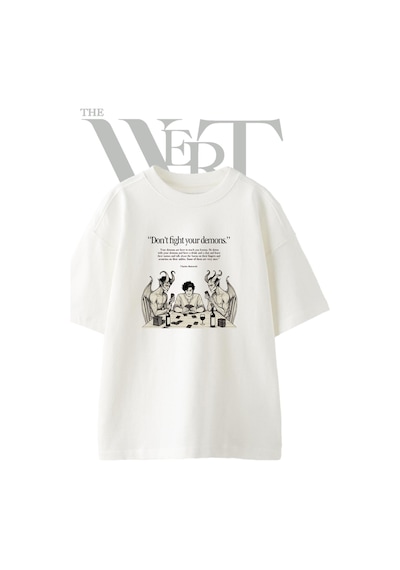 Thewert Iblis Kart Oyunu Tasarım Baskılı Ünisex Beyaz Oversize T-shirt