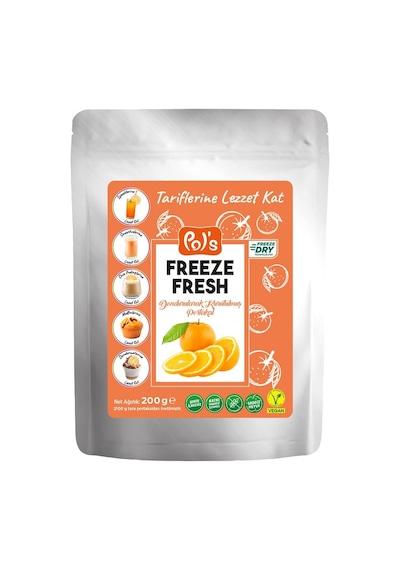 Pol's Freeze Fresh Dilim 200 G Portakal - Dondurularak Kurutulmuş Sağlıklı Atışt 2'li Ekonomik Tarı
