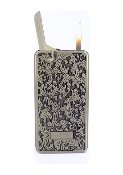 Mum Alev - Soft Flame Metal Kasa Çakmak - Gravür İşlemeli Bronz