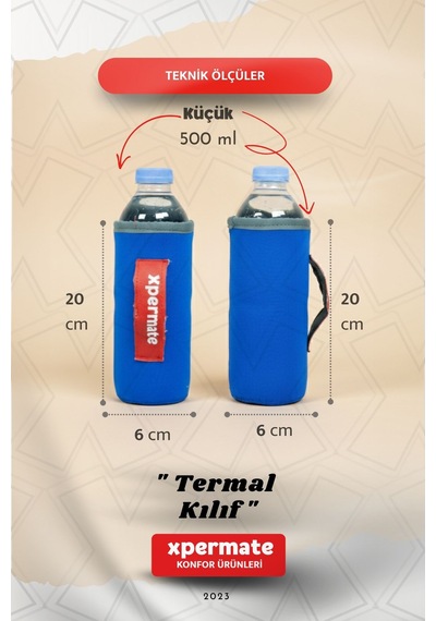 Xpermate Termal İçecek Kılıfı Sıcak & Soğuk Tutan Su Termal Kılıf 0,5l Mavi