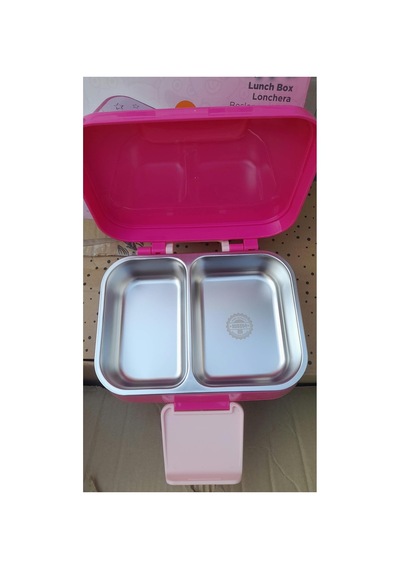 304 Paslanmaz Çelik 2 Katlı 2 Bölmeli 1030ml Happii Beslenme Çantası Temalı Lunch Box Pembe