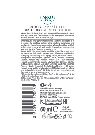 Arko Nem Yoğun Bakım Serisi Hyaluronik,badem Sütü,ekstra Nemlendirici Krem 3x60 Ml