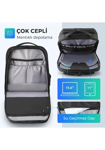 Mark Ryden Compılo 15.6 İnch Kilitli Siyah Renk Laptop Erkek Sırt Çantası Mr9000 00 Siyah