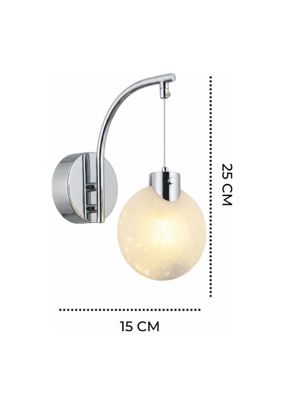 Fiora Midye Cam Küre Duvar Aplik Gold & Krom Seçenekli Gümüş