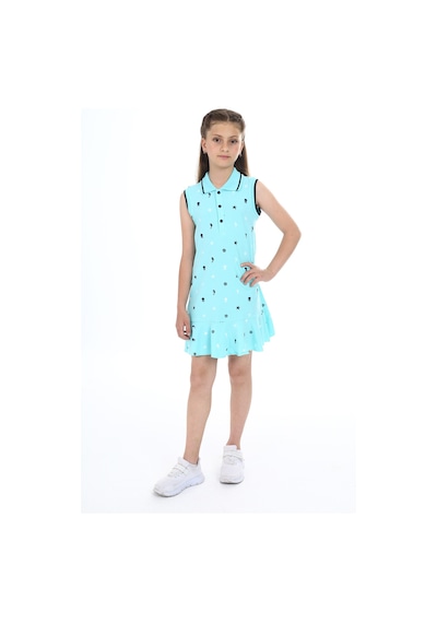 Toontoy Kız Çocuk Baskılı Elbise Su Yeşili