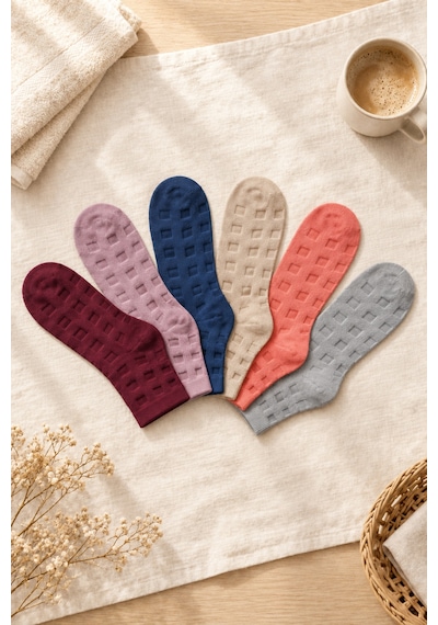 Socketta Kadın Yumuşak Dokulu Desenli Bambu Havlu Patik Çorap 6 Farklı Renkli Premium Set Bordo-lacivert-violet-bej-coral-gri Socketta Kadın Yumuşak Dokulu Desenli Bambu Havlu Patik Çorap 6 Farklı Renkli Premium Set Bordo-lacivert-violet-bej-coral-gri