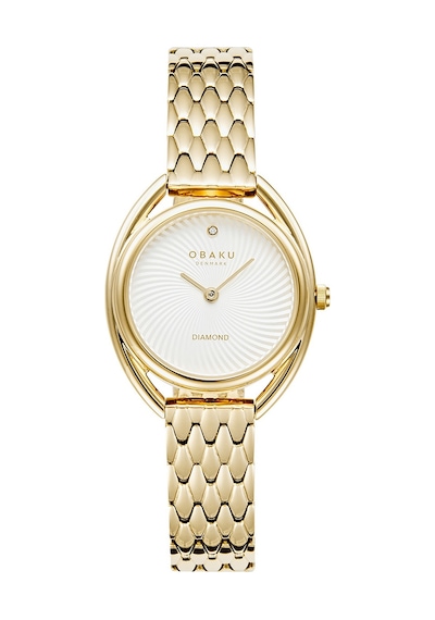 Obaku Denmark V286lxgısg Quartz Çelik Gold Beyaz Kadran Kristal Cam 29 Mm Kadın Kol Saati