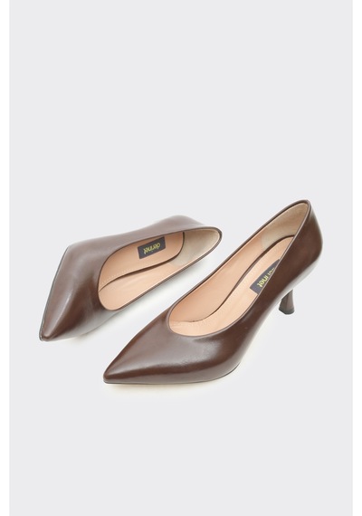 Derinet Klasik Topuklu Kadın Stiletto Kahve Kahve