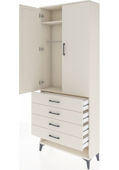 Arges Dolap 2 Raflı 4 Çekmeceli Tek Askılı 88x30x221 Aytaşı-aytaşı Aytası