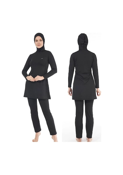 Estiva 22901 Siyah Tam Boy Düz Tesettür Mayo Siyah