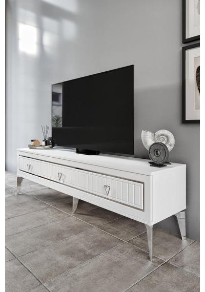 180 CM KLAS MDF MEBRAN KAPAK BEYAZ GÜMÜŞ