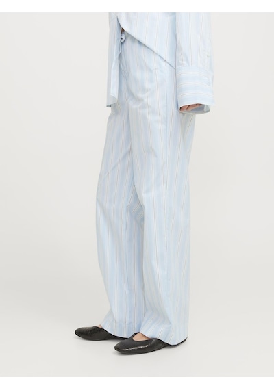 Jack & Jones Kadın Çizgili Poplin Pantolon - Ava - 12269630 Cashmere Blue
