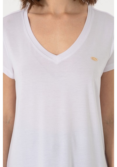 U.S. Polo Assn. Kadın Beyaz V Yaka Basic Tişört 50300829-VR013 U.S. Polo Assn. Kadın Beyaz V Yaka Basic Tişört 50300829-VR013
