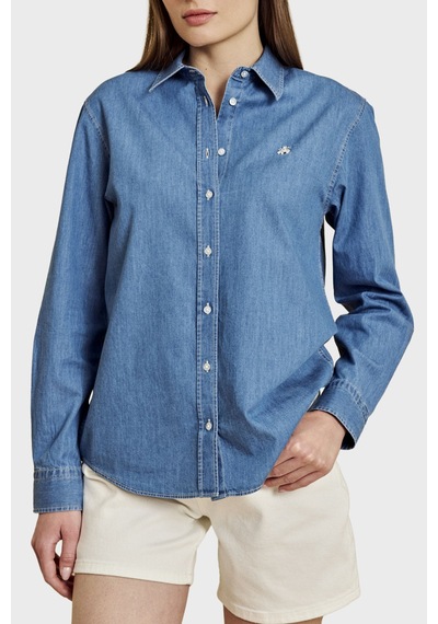Brooks Brothers %100 Pamuk Logo Nakışlı Denim Görünümlü Gömlek Bayan Gömlek Bbss26fds001115 Mavi Brooks Brothers %100 Pamuk Logo Nakışlı Denim Görünümlü Gömlek Bayan Gömlek Bbss26fds001115 Mavi