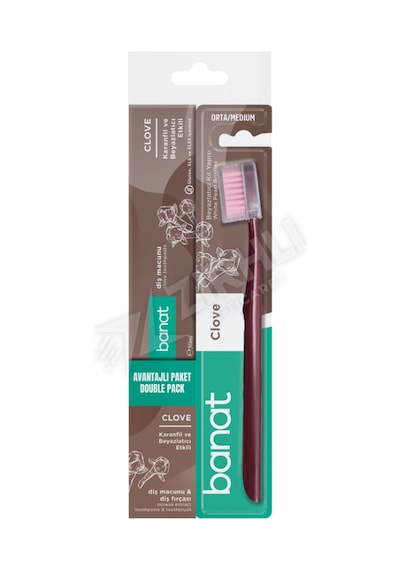 3 Adet Banat Set Clove Karanfil Diş Fırçası + 50 Ml Macun Set Orta