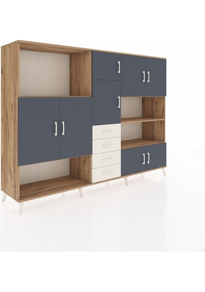 Hyperion Dolap 9 Raflı 4 Çekmeceli 8 Kapaklı 220x44x163 Çam-antra Çam-antrasit/aytaşı Hyperion Dolap 9 Raflı 4 Çekmeceli 8 Kapaklı 220x44x163 Çam-antra Çam-antrasit/aytaşı