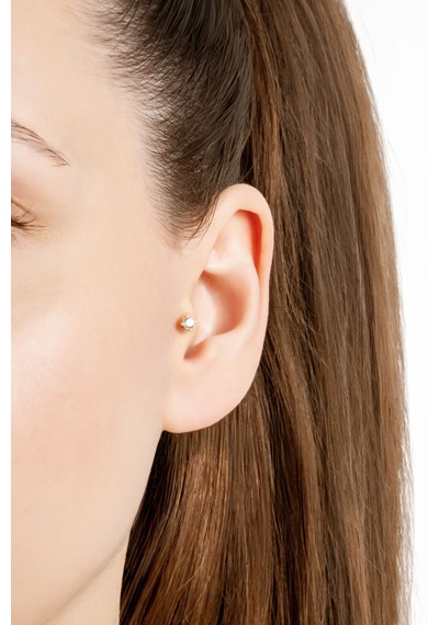 Zirkon Işıltısı 18 Ayar Sarı Altın Kaplama Gümüş Tragus-helix Piercing Sarı