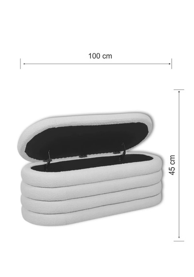 Most Hallow Kapitoneli Sandıklı Bench 01 Beyaz Bukle Kumaş Evini