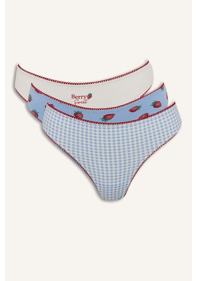 Defacto 3lü Çilek Baskılı Brief Külot H9841ax26hsbe250 Mavi-be250