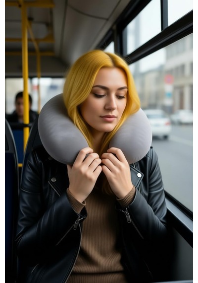 Seyehat Boyun Yastığı U Tip Klipsli Gri