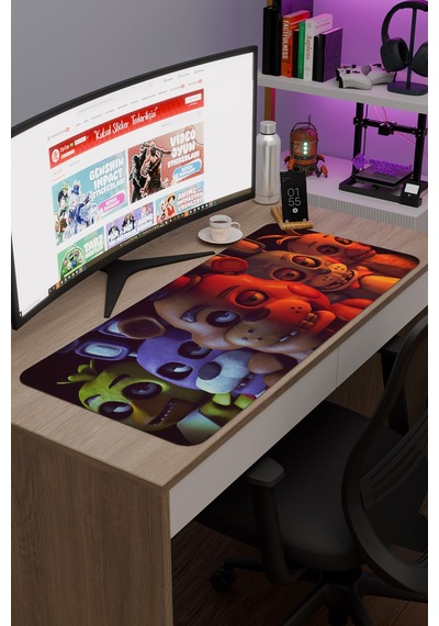 Five Nights At Freddy's Dikişli Kauçuk Oyuncu Mousepad V5 - 90x40 Xxl Gaming Mouse Pad
