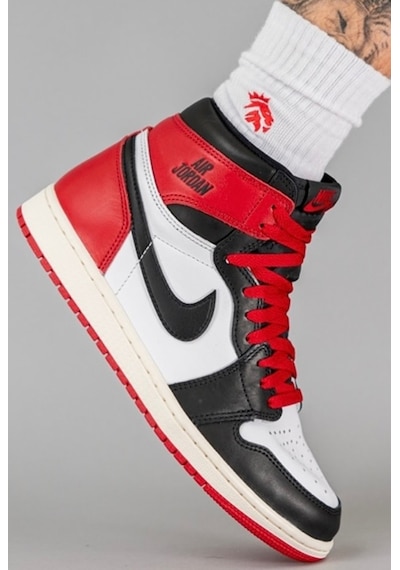 Nike Air Jordan 1 Retro High Og Unisex Sneaker Hakiki Deri Bilekli Günlük Spor Ayakkabı Beyaz Kırmızı Beyaz-kırmızı