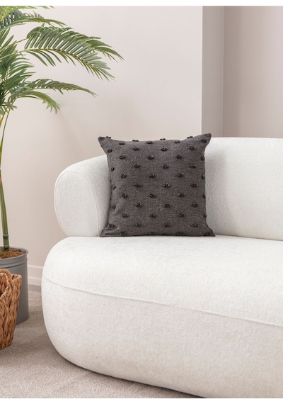 Swita Home Dekoratif Puantiye Keten Kumaşlı Kırlent Kılıfı 43x43 Antrasit