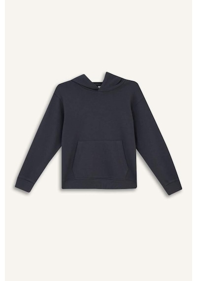 Defacto Erkek Çocuk Basic Düz Kapüşonlu Sweatshirt E9558a825auar126 Antrasit
