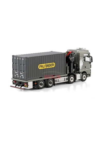 1/50 Man Tgx Xxl Euro 6c Facelıft Rıged Flatbed Truck 8x4 Wıth Palfınger Pk 480 Tec + 20ft Konteyner Vinçler