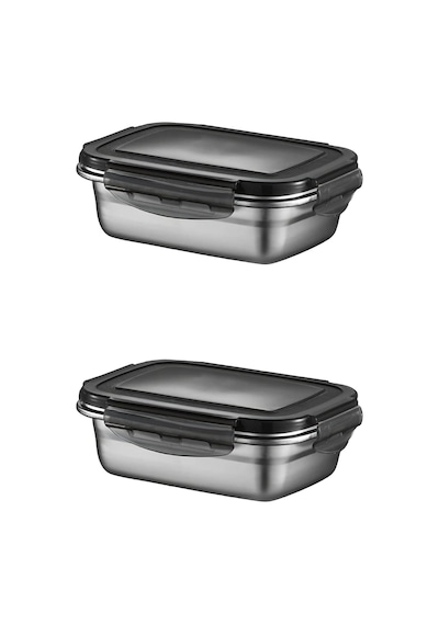 2 Adet 304 Çelik 550 Ml Yemek Meyve Et Buzdolabı Beslenme Saklama Kabı Mt224 Gri