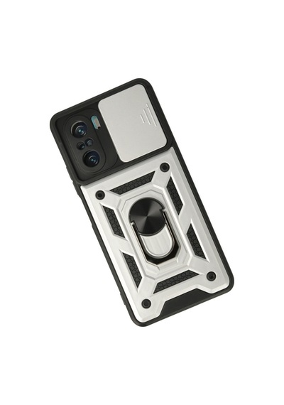 Xiaomi Poco F3 Uyumlu Kılıf Pars Lens Yüzüklü Silikon - Gümüş