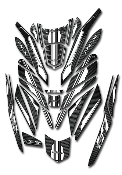 Honda Pcx 2021-24 Tank Pad Seti Karbon Beyaz 33 Parça