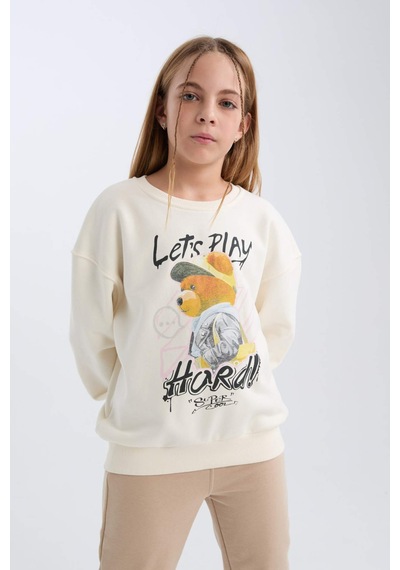 DeFacto Kız Çocuk Oversize Geniş Kalıp Bisiklet Yaka Ayıcık Baskılı Sweatshirt D0607A824AUER99 DeFacto Kız Çocuk Oversize Geniş Kalıp Bisiklet Yaka Ayıcık Baskılı Sweatshirt D0607A824AUER99
